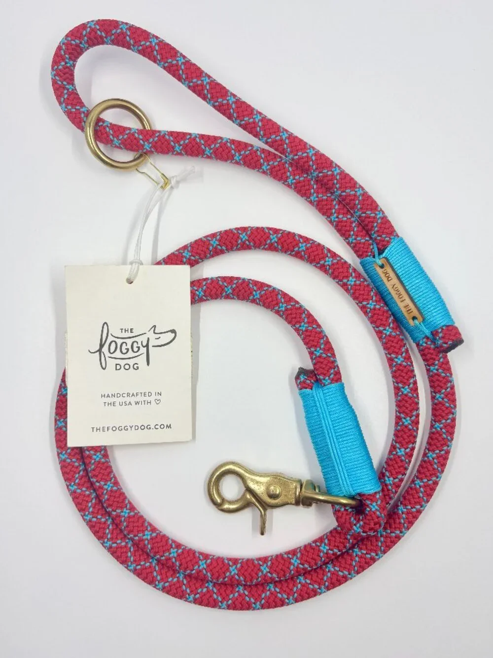 NWT The Foggy Dog Climbing Rope Leash Red and Blue Double Diamond Durable 4 Feet